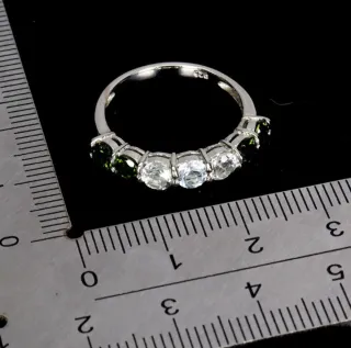 Anello Argento,Pietre Naturali Diopside Acquamarin