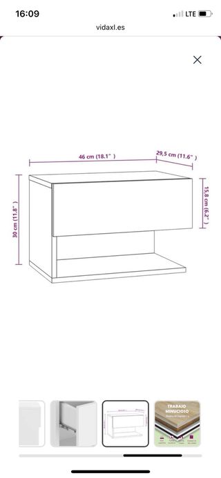 2 Mesitas de Noche Flotantes Blancas