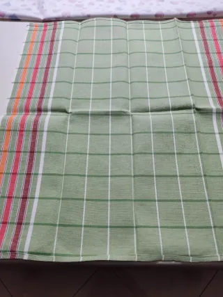 Canovaccio a quadri verde con bordi colorati