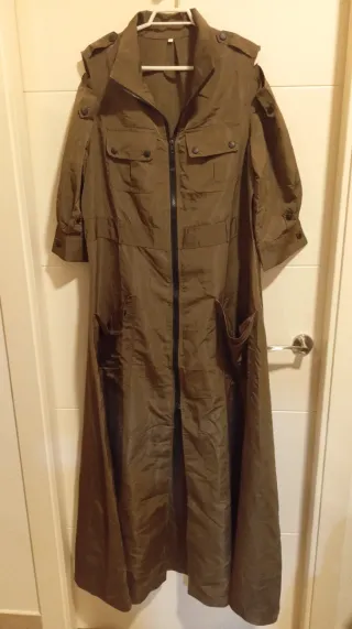 Vestido gabardina largo verde