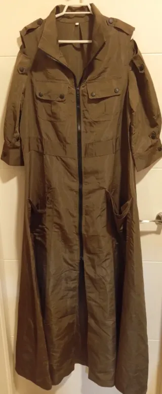 Vestido gabardina largo verde