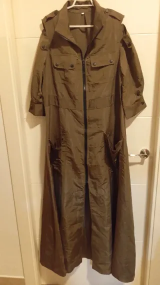 Vestido gabardina largo verde