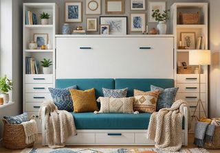 CAMA ABATIBLE CON SOFA Y ARMARIOS