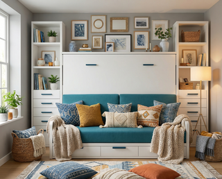 CAMA ABATIBLE CON SOFA Y ARMARIOS