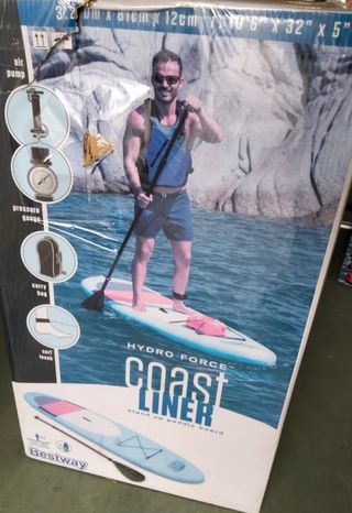 Bestway 65079 - Tabla Paddle Surf Hinchable Coast Liner Sup Lite 320x81x12 cm con Remo e Inflador