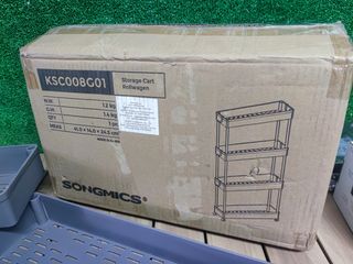 SONGMICS Carro de Almacenamiento de 4 Niveles, Carrito con Ruedas, Carro de Cocina, Ahorro de Espacio, para Baño, Oficina, 14,4 x 42 x 86 cm, Gris Paloma KSC008G01