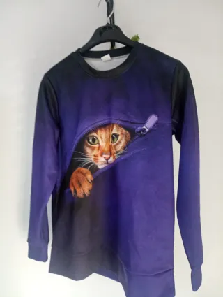Camiseta gatito efecto cremallera T38