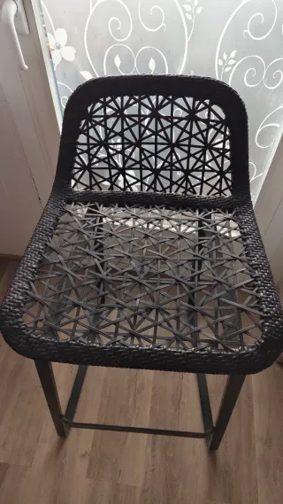 Silla alta barra ratán sintético negro/marrón