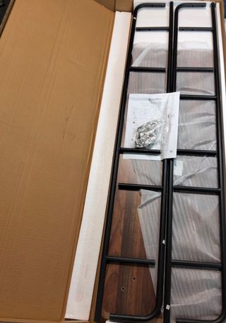 Estantería De Pared, Salón, Dormitorio, Librería 4 Bandejas Madera Oscura Metal Vintage 110X40X140Cm- Librería, Estantería Y Vitrina