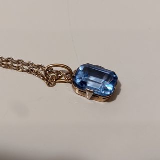 Colgante Vintage Oro Aguamarina Talla Esmeralda