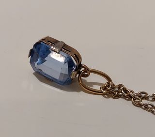 Colgante Vintage Oro Aguamarina Talla Esmeralda