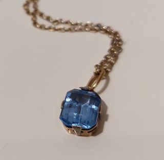 Colgante Vintage Oro Aguamarina Talla Esmeralda