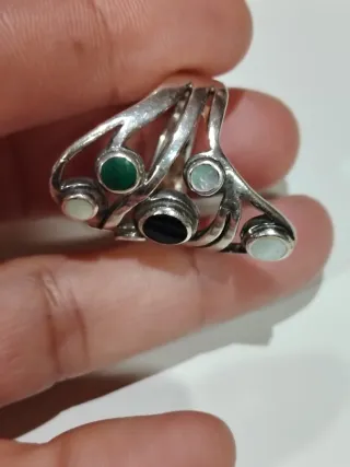 Anillo Plata Mexicano Artesanal Piedras Multicolor