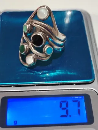 Anillo Plata Mexicano Artesanal Piedras Multicolor