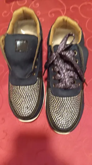 Zapatillas Mujer Azul y Plateado