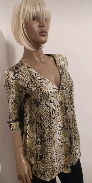 Blusa effetto pitonato beige e marrone