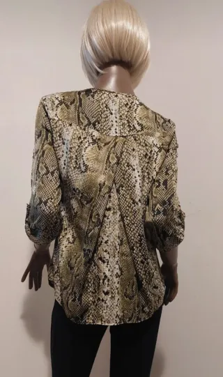 Blusa effetto pitonato beige e marrone