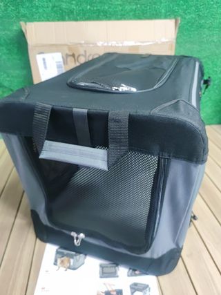 Feandrea Transportín para Perros, Plegable, 60 x 42 x 42 cm, para Perros Pequeños, Tela Oxford, Puertas de Malla, Asas y Bolsillo de Almacenamiento, Negro Tinta PDC016B01