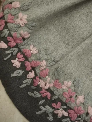 Vestito bambina grigio con fiori rosa
