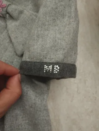 Vestito bambina grigio con fiori rosa