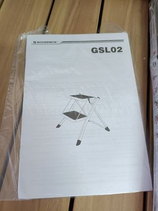 SONGMICS GSL002GY01 Escalera de 2 peldaños Plegabl