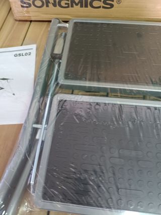 SONGMICS GSL002GY01 Escalera de 2 peldaños Plegabl