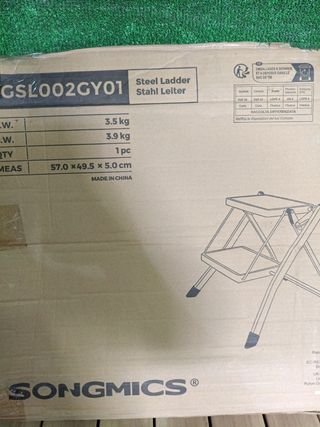 SONGMICS GSL002GY01 Escalera de 2 peldaños Plegabl