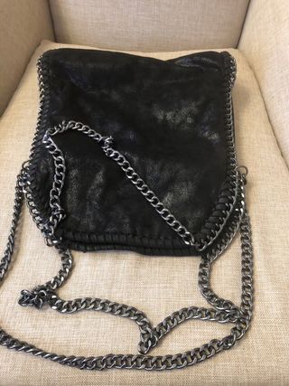Borsa similpelle scamosciata nera
