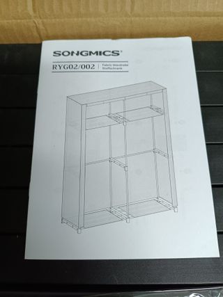 SONGMICS Armario de Tela, Armario Portátil con Barras para Colgar, Perchero, Plegable, Guardarropa, para Dormitorio, Estudio, 140 x 43 x 174 cm, Gris RYG02GY