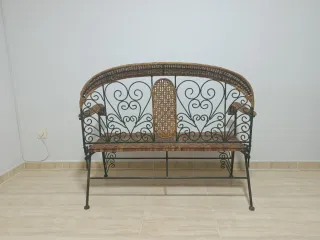 Banco de terraza metal y mimbre