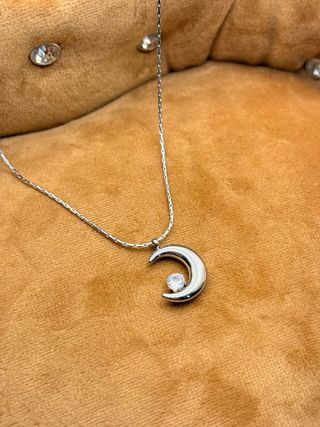 Collar Luna Acero Inoxidable Circonita mujer