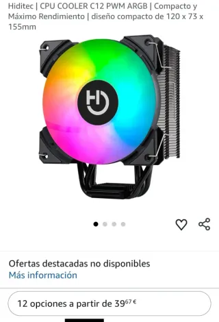 Hiditec C12 PWM ARGB Cooler CPU Compacto