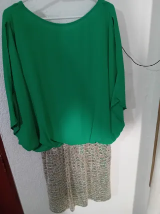 Vestido Confeyre Talla 48 Verde y Dorado
