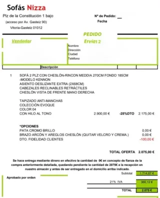 Sofá Cheslón - Rincón Nizza 270x185cm Antimanchas
