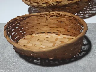 2 Cestas Mimbre Ovaladas Bambú