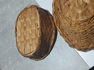 2 Cestas Mimbre Ovaladas Bambú