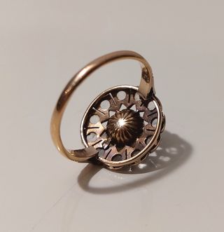 Anillo oro 18k con 11 diamantes y perla de 1940