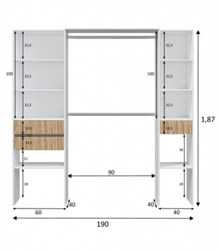 Kit Vestidor 190 cm. Blanco Artik/Natur