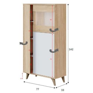 Vitrina 3 Puertas. Roble Canadian/Blanco Artik