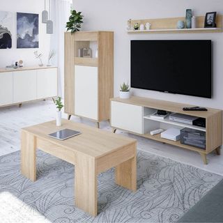 Vitrina 3 Puertas. Roble Canadian/Blanco Artik