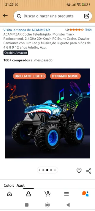 Monster Truck Tiburón RC con Mando