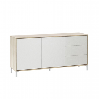 Aparador 2 Puertas 3 Cajones. Blanco Artik/Roble