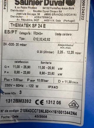 REPUESTO DESPIECE SAUNIER THEMATEK SF 24 E