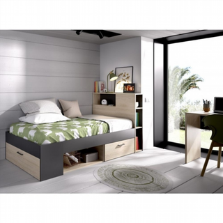 Cama Juvenil Compacta Lanka con Cabezal. Natural/