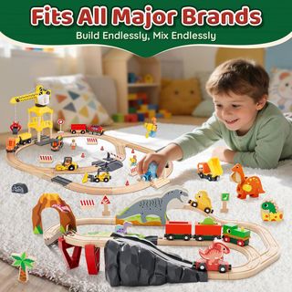 Trenino in Legno con Dinosauri