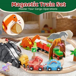 Trenino in Legno con Dinosauri