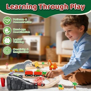 Trenino in Legno con Dinosauri