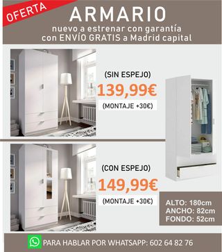 Armario ropero nuevo con envío gratis