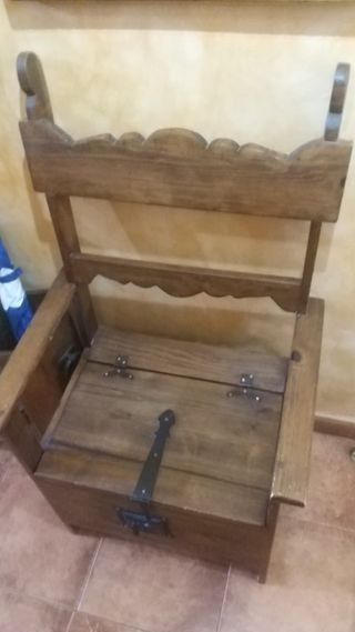 Baúl sillón madera con respaldo