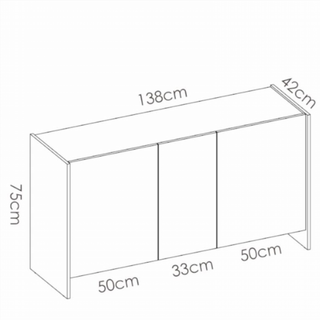 Aparador 3 puertas Kloe. Blanco/Natural